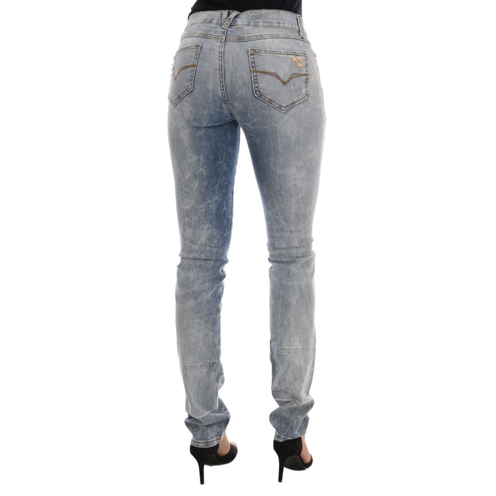 Versace Jeans Schicke hellblaue zerrissene Slim Fit Jeans