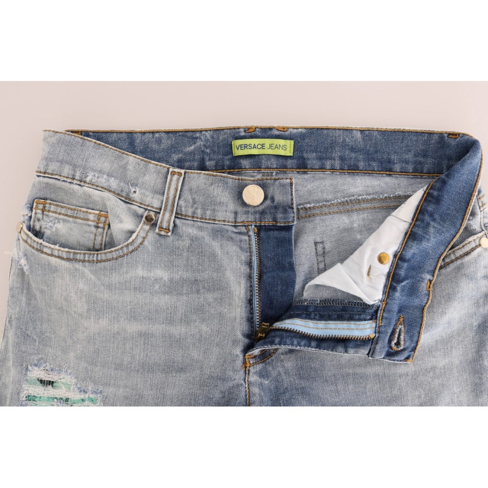 Versace Jeans Schicke hellblaue zerrissene Slim Fit Jeans