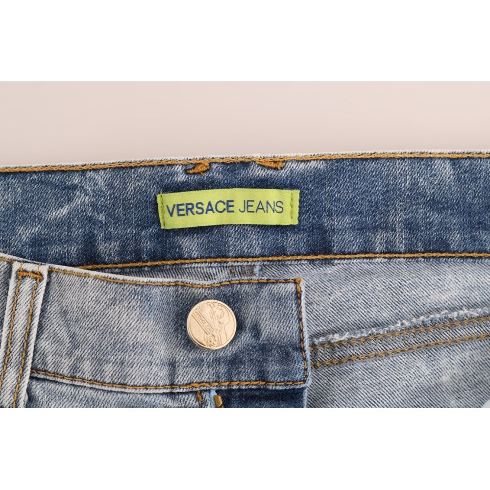Versace Jeans Schicke hellblaue zerrissene Slim Fit Jeans