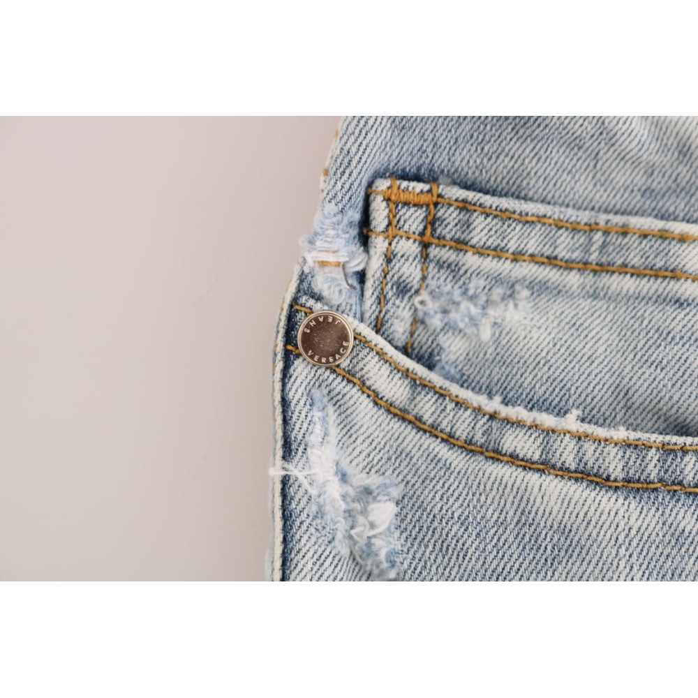 Versace Jeans Schicke hellblaue zerrissene Slim Fit Jeans