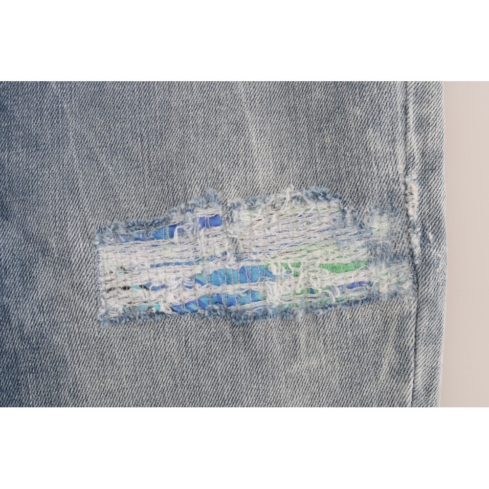 Versace Jeans Schicke hellblaue zerrissene Slim Fit Jeans