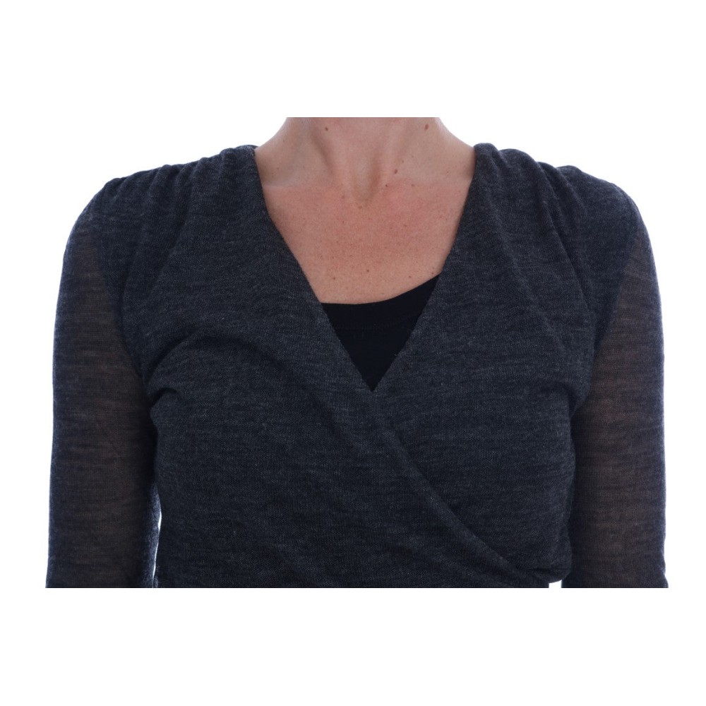 Ermanno Scervino Schicke graue Bluse mit Spitzenärmeln