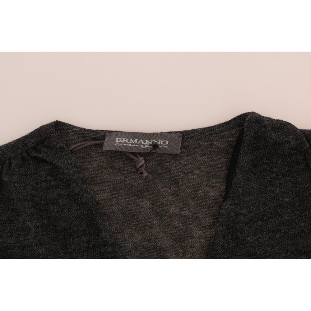 Ermanno Scervino Schicke graue Bluse mit Spitzenärmeln