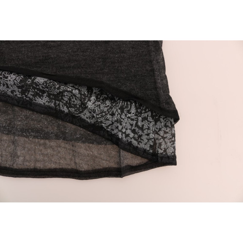 Ermanno Scervino Schicke graue Bluse mit Spitzenärmeln