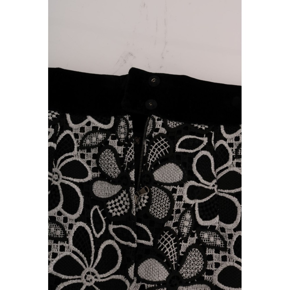 Dolce & Gabbana Eleganter Spitzenminirock mit Kristalldetails