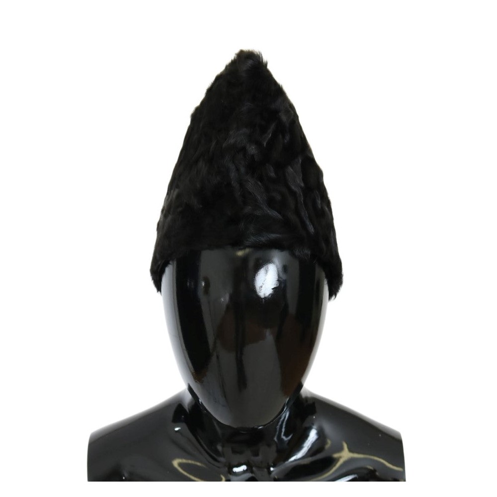 Dolce & Gabbana Elegante Schwarze Xiangao Pelz Beanie Mütze