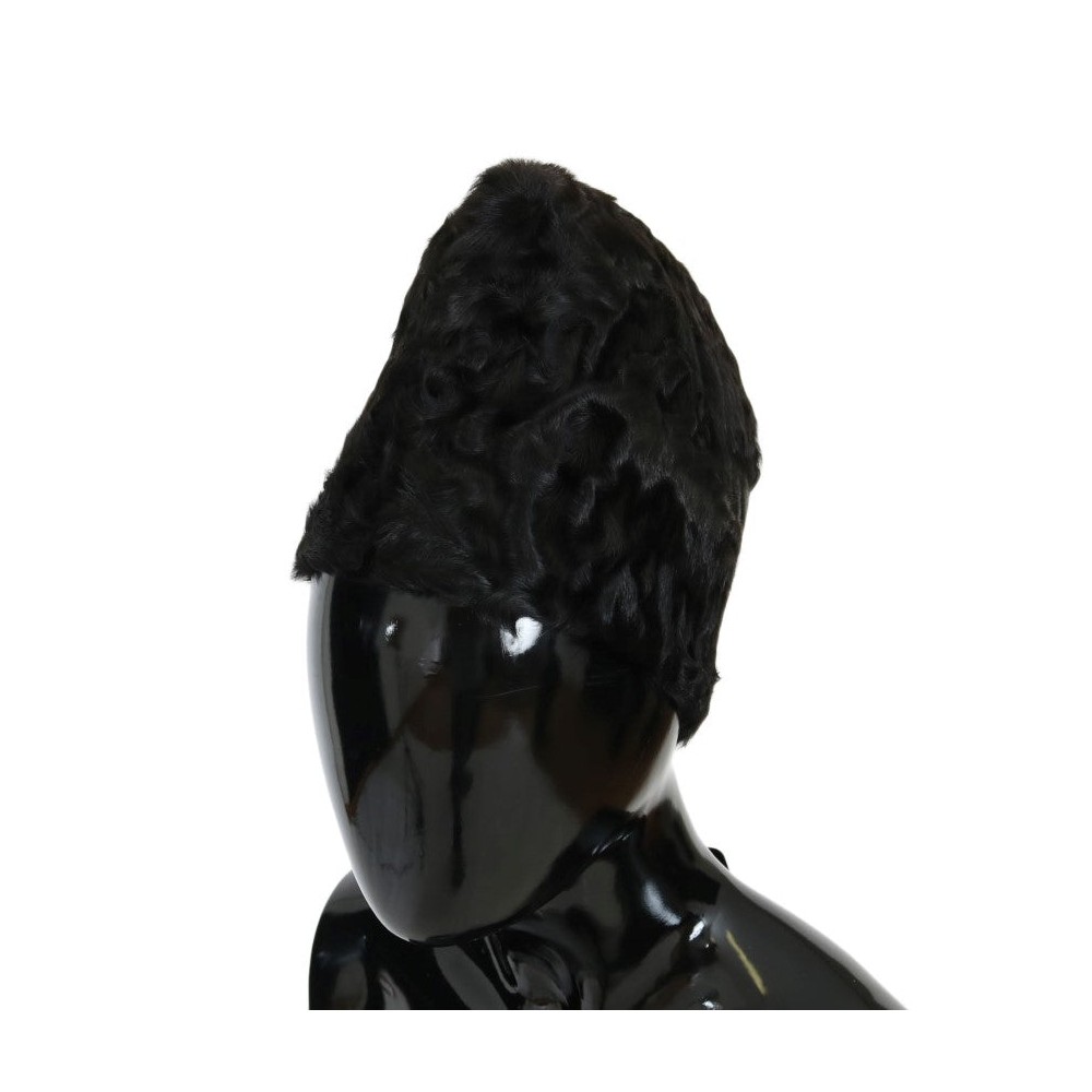 Dolce & Gabbana Elegante Schwarze Xiangao Pelz Beanie Mütze