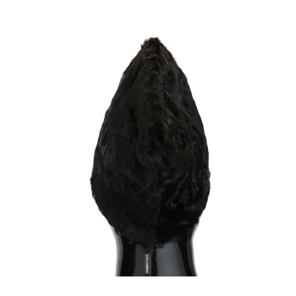 Dolce & Gabbana Elegante Schwarze Xiangao Pelz Beanie Mütze