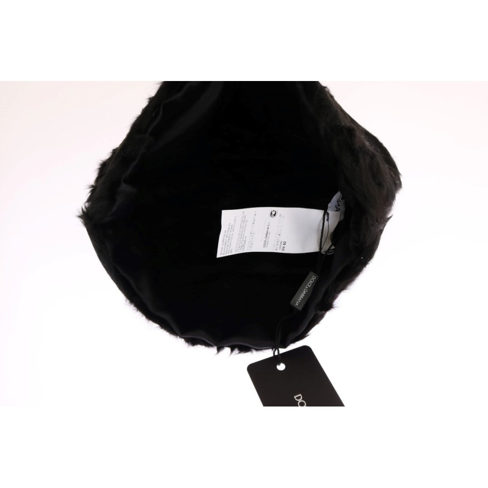 Dolce & Gabbana Elegante Schwarze Xiangao Pelz Beanie Mütze