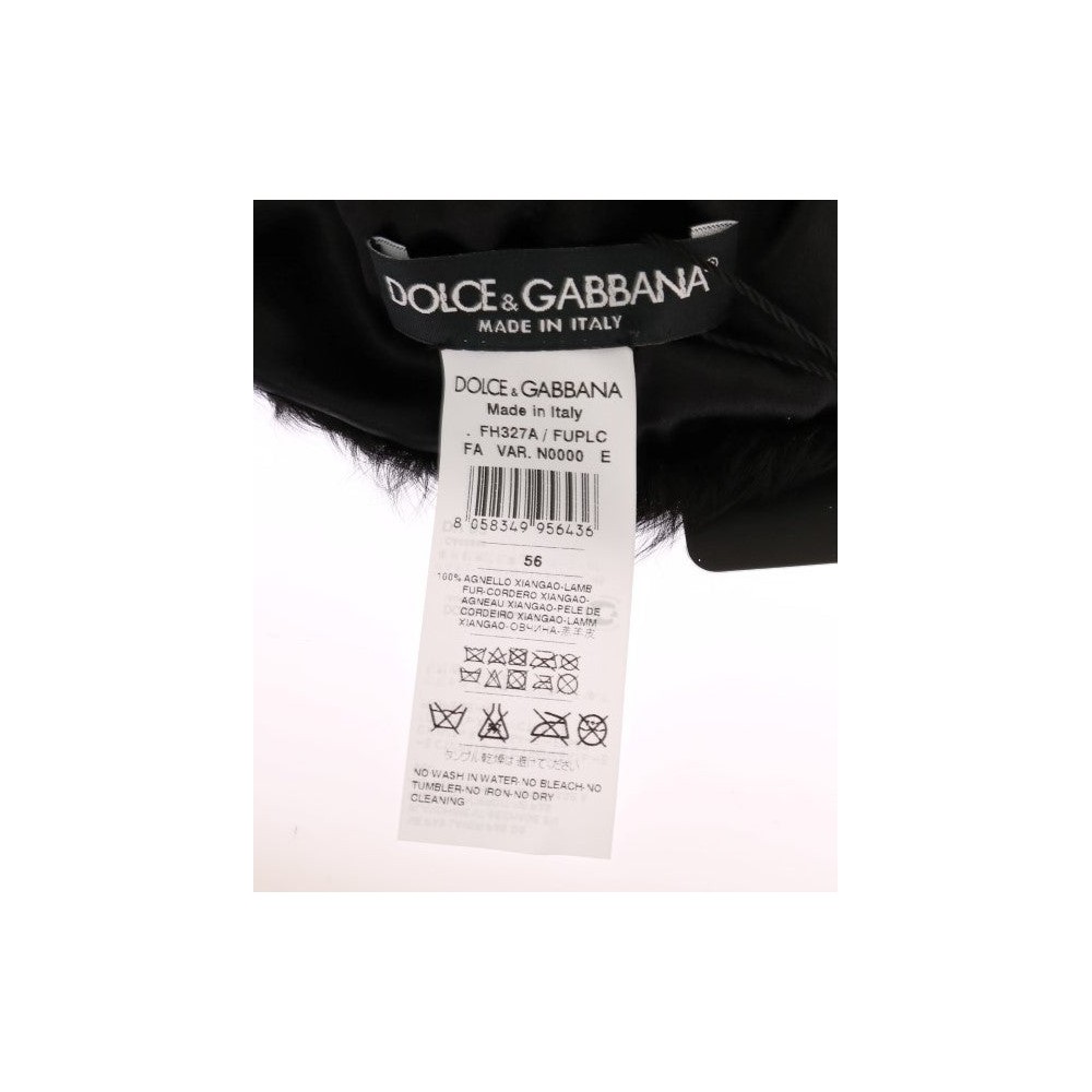 Dolce & Gabbana Elegante Schwarze Xiangao Pelz Beanie Mütze
