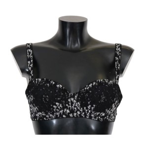 Dolce & Gabbana Eleganter schwarzer Seiden-BH aus floraler Spitze