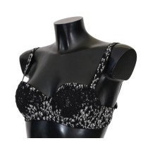 Dolce & Gabbana Eleganter schwarzer Seiden-BH aus floraler Spitze