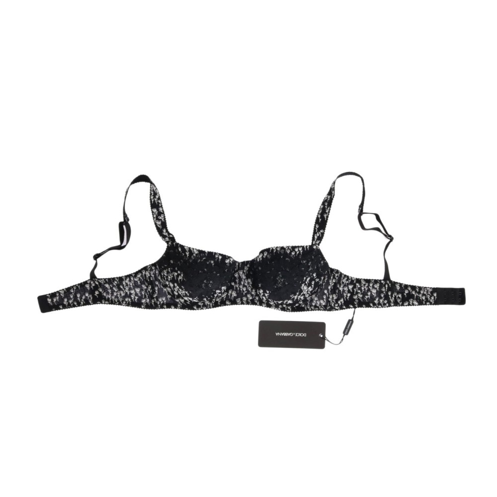 Dolce & Gabbana Eleganter schwarzer Seiden-BH aus floraler Spitze