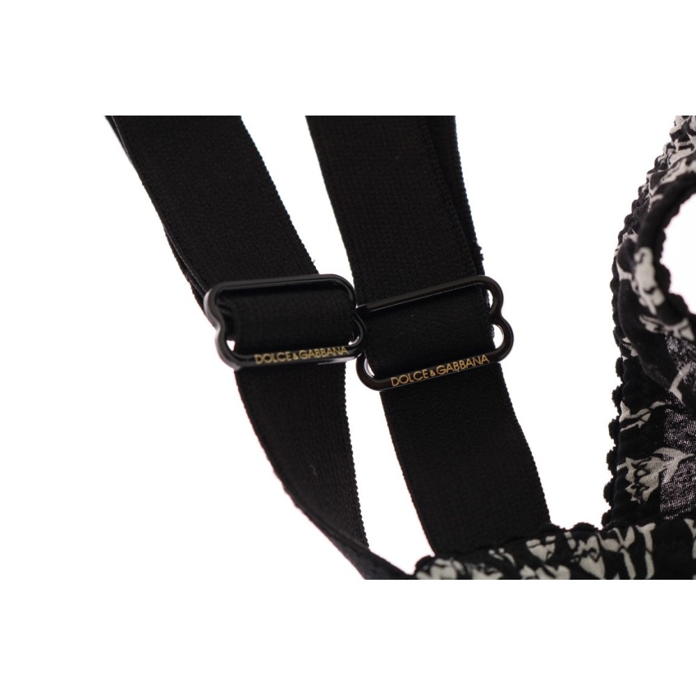 Dolce & Gabbana Eleganter schwarzer Seiden-BH aus floraler Spitze
