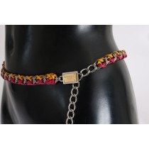 Dolce & Gabbana Eleganter mehrfarbiger Gürtel mit Kristallverzierung