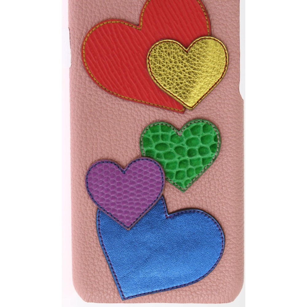 Dolce & Gabbana Schicke pinke Handyhülle aus Leder mit Herz-Verzierung