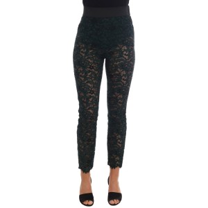 Dolce & Gabbana Schlanke Hose mit hoher Taille und floraler Spitze