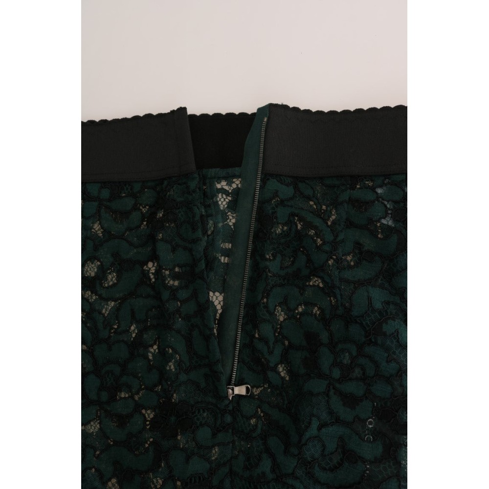 Dolce & Gabbana Schlanke Hose mit hoher Taille und floraler Spitze