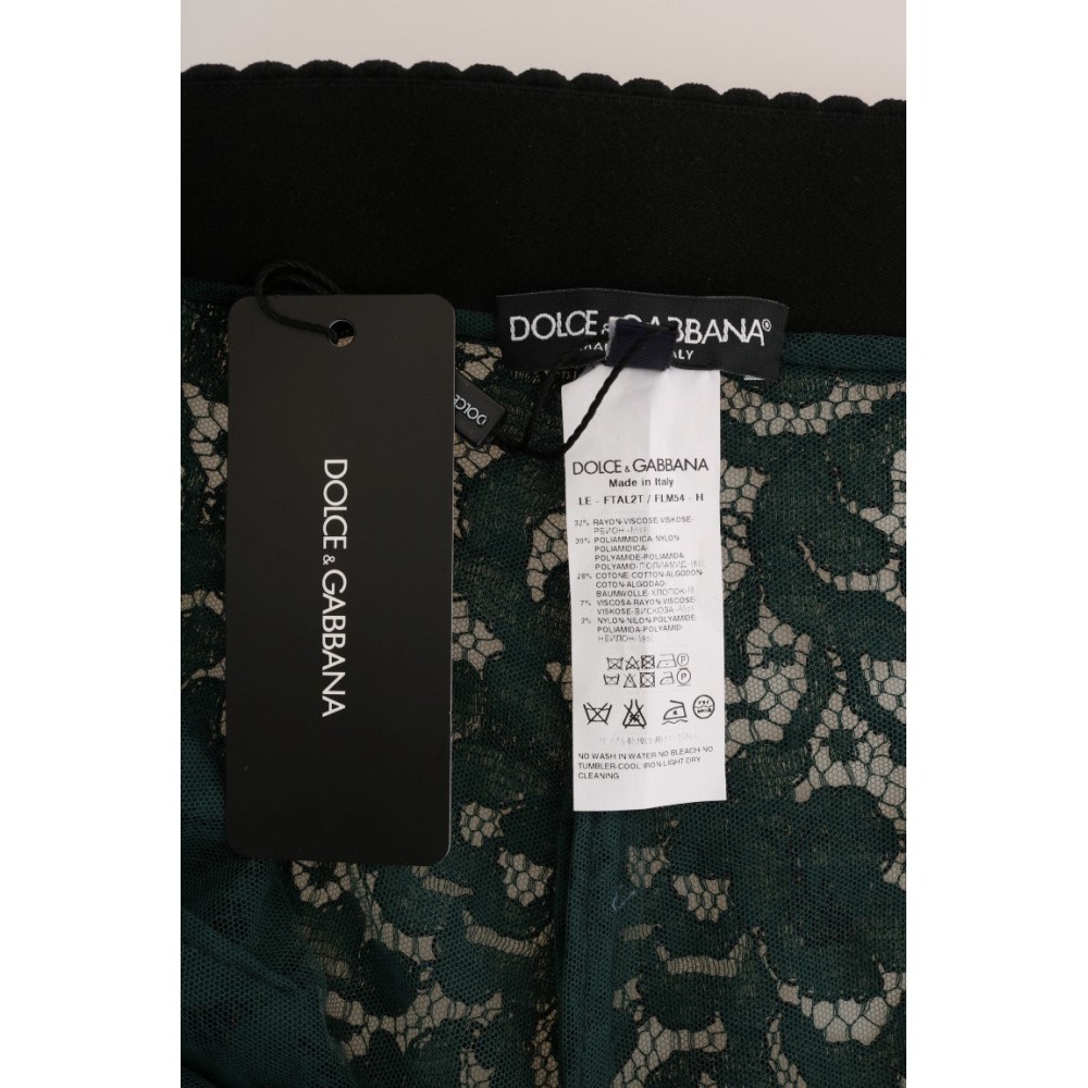 Dolce & Gabbana Schlanke Hose mit hoher Taille und floraler Spitze