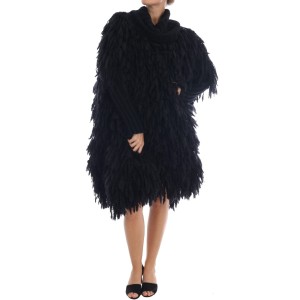 Dolce & Gabbana Eleganter schwarzer Pullover aus Wolle und Kaschmir mit Fransen