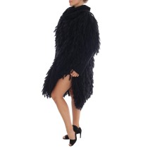 Dolce & Gabbana Eleganter schwarzer Pullover aus Wolle und Kaschmir mit Fransen