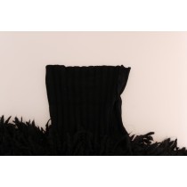 Dolce & Gabbana Eleganter schwarzer Pullover aus Wolle und Kaschmir mit Fransen