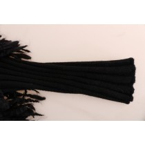 Dolce & Gabbana Eleganter schwarzer Pullover aus Wolle und Kaschmir mit Fransen