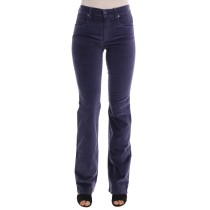 Ermanno Scervino Schicke lila Cord-Bootcut-Hose mit Schlagseite