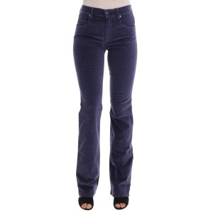Ermanno Scervino Schicke lila Cord-Bootcut-Hose mit Schlagseite