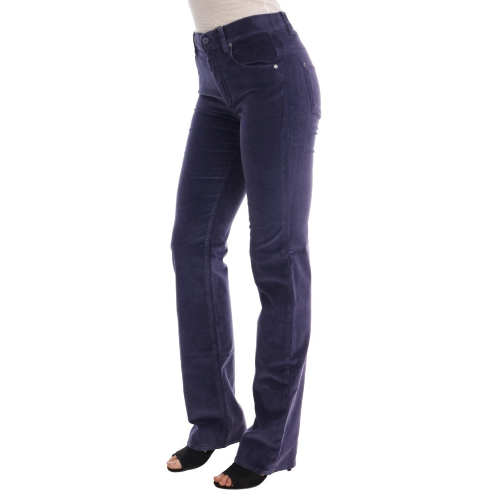 Ermanno Scervino Schicke lila Cord-Bootcut-Hose mit Schlagseite