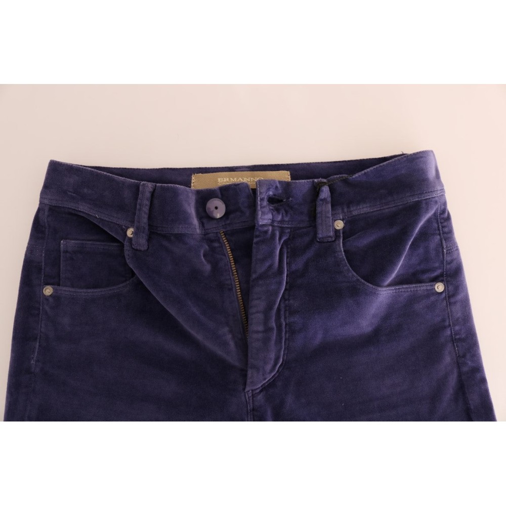 Ermanno Scervino Schicke lila Cord-Bootcut-Hose mit Schlagseite