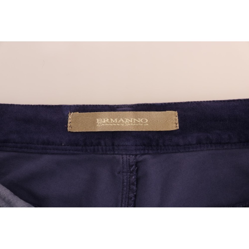 Ermanno Scervino Schicke lila Cord-Bootcut-Hose mit Schlagseite