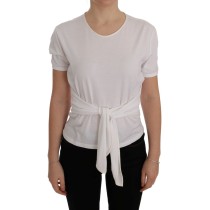 Dolce & Gabbana Elegante weiße Wickelbluse mit Kristallakzenten