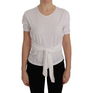 Dolce & Gabbana Elegante weiße Wickelbluse mit Kristallakzenten