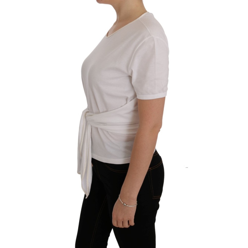 Dolce & Gabbana Elegante weiße Wickelbluse mit Kristallakzenten