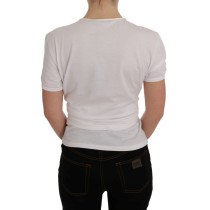 Dolce & Gabbana Elegante weiße Wickelbluse mit Kristallakzenten