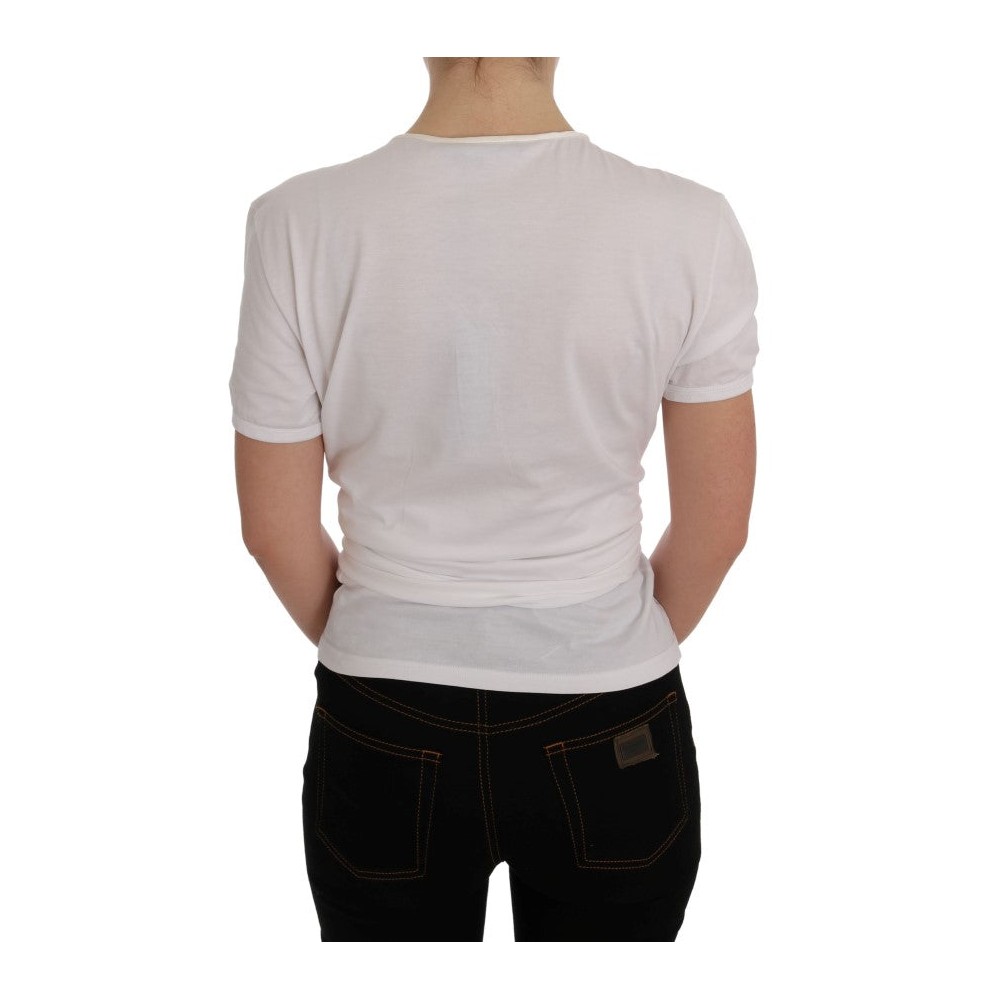 Dolce & Gabbana Elegante weiße Wickelbluse mit Kristallakzenten