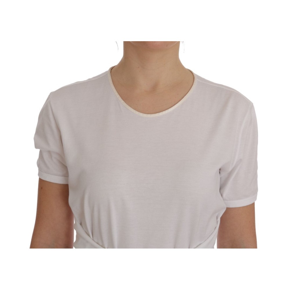 Dolce & Gabbana Elegante weiße Wickelbluse mit Kristallakzenten