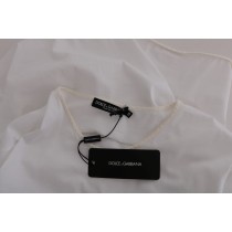 Dolce & Gabbana Elegante weiße Wickelbluse mit Kristallakzenten