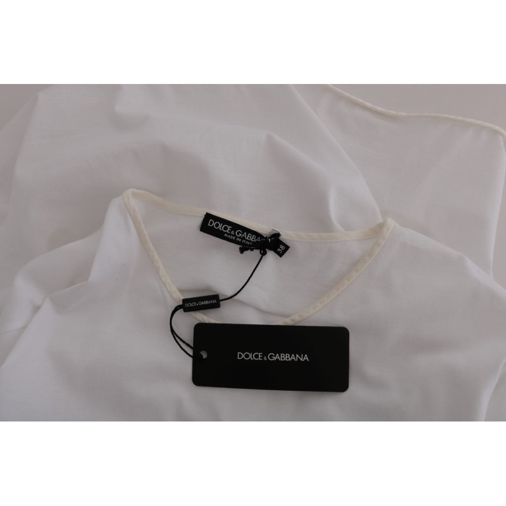 Dolce & Gabbana Elegante weiße Wickelbluse mit Kristallakzenten