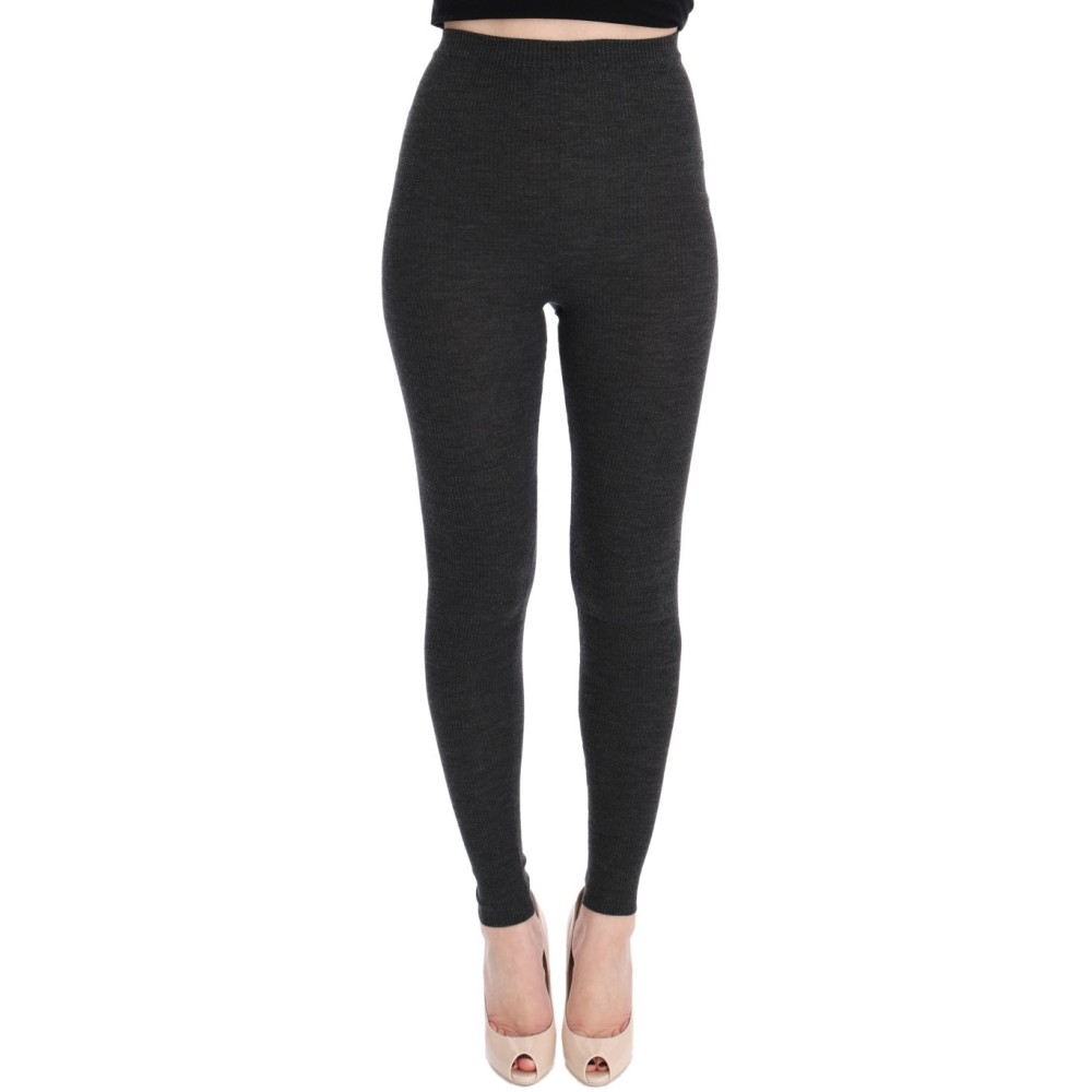 Dolce & Gabbana Elegante graue hochtaillierte Wollstrumpfhose