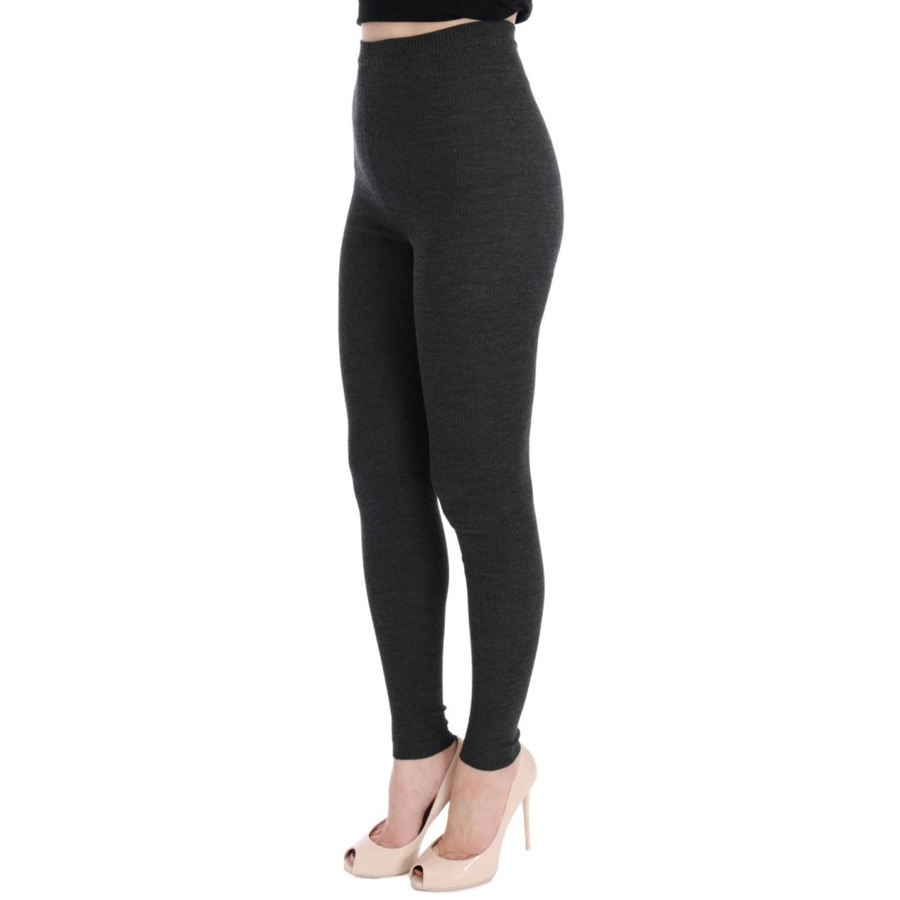 Dolce & Gabbana Elegante graue hochtaillierte Wollstrumpfhose