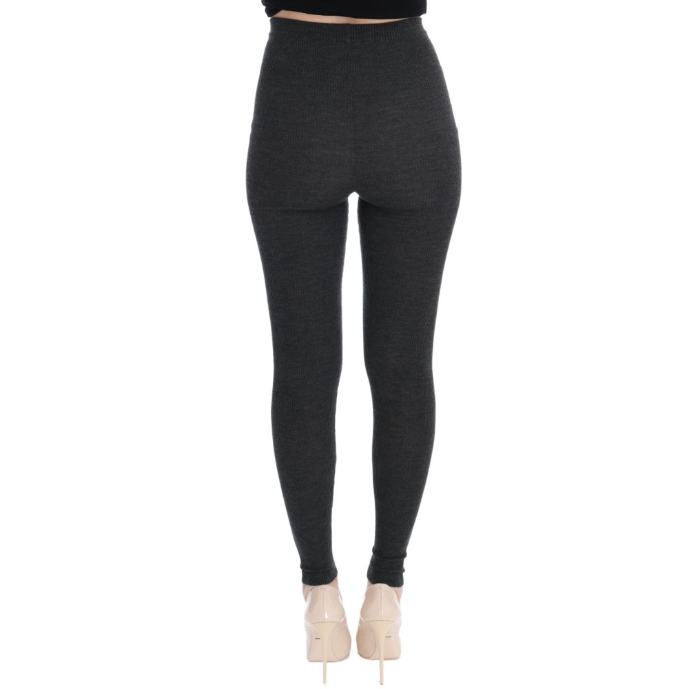 Dolce & Gabbana Elegante graue hochtaillierte Wollstrumpfhose