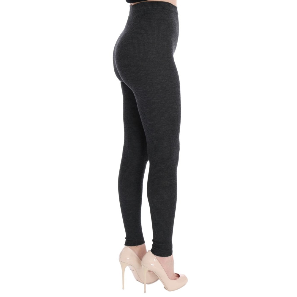 Dolce & Gabbana Elegante graue hochtaillierte Wollstrumpfhose