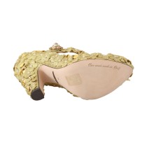 Dolce & Gabbana Gold Floral Crystal verschönerte Pumps