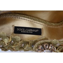 Dolce & Gabbana Gold Floral Crystal verschönerte Pumps