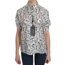 Dolce & Gabbana Musikinstrumenten-Druck Seidenkragen-Oberteil