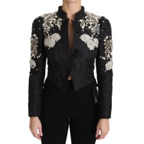 Dolce & Gabbana Elegante Schwarz Silber Barock Jacke