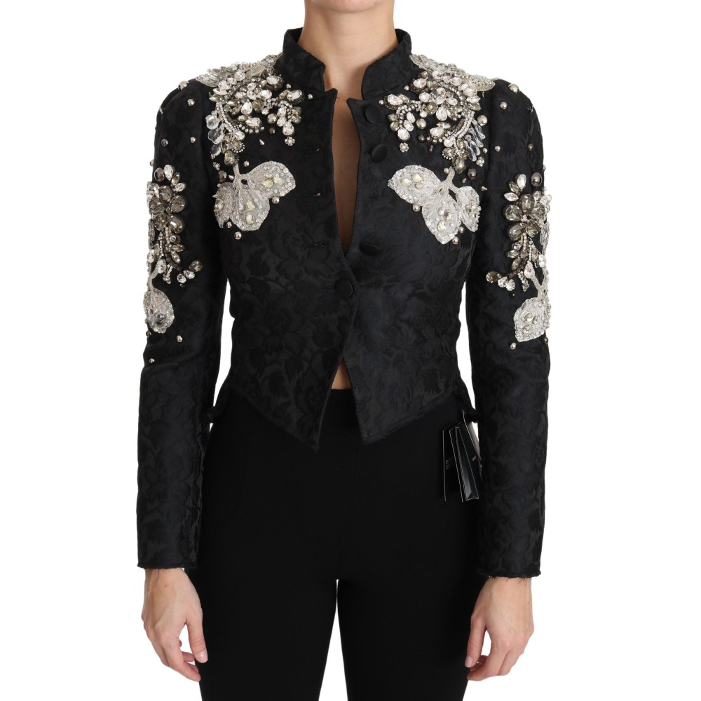 Dolce & Gabbana Elegante Schwarz Silber Barock Jacke