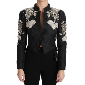 Dolce & Gabbana Elegante Schwarz Silber Barock Jacke